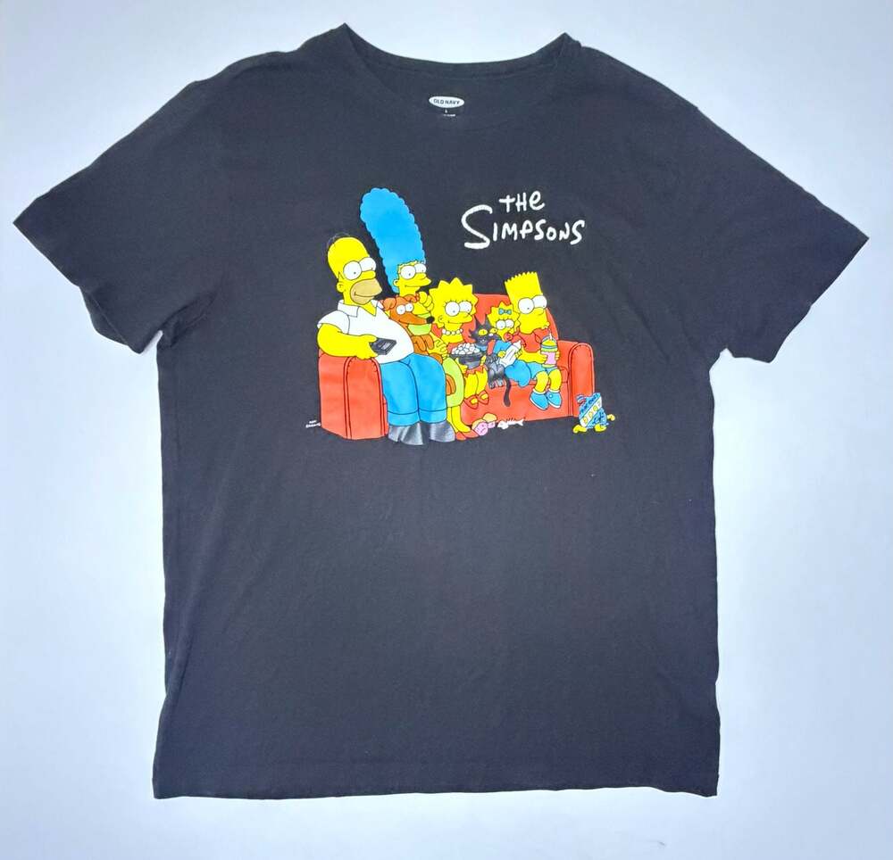 Old Navy The Simpsons Family Couch Graphic Black Short Sleeve T-Shirt